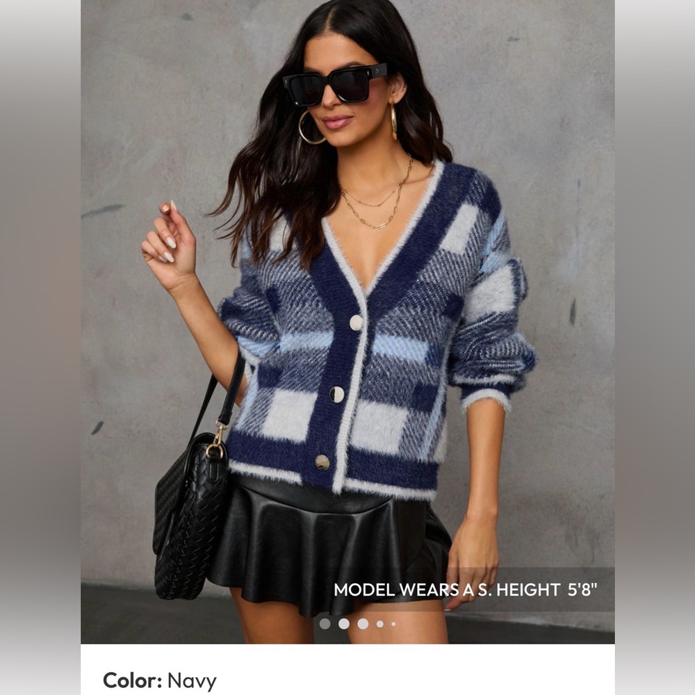Plaid VICI cardigan sweater